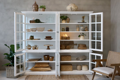 Chic Antique Vitrinskåp Marseille med 8 dörrar och hyllor H195/L220/B55 cm Vit