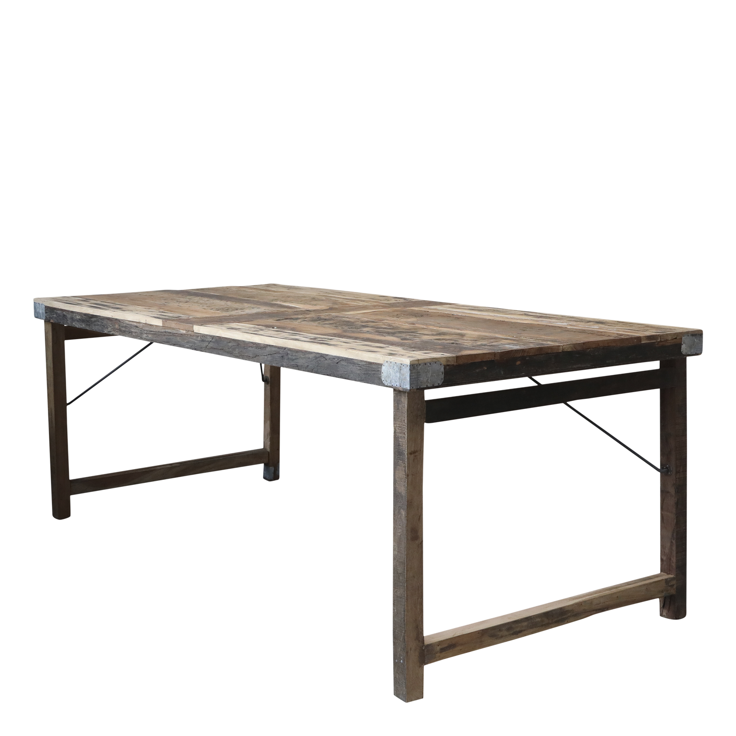 Chic Antique Bord Matbord 200 cm Återvunnet trä med järn