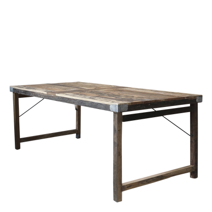 Chic Antique Bord Matbord 200 cm Återvunnet trä med järn