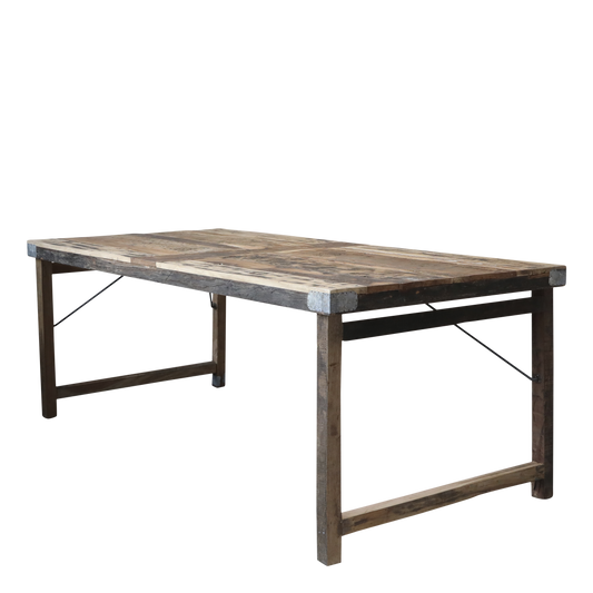 Chic Antique Bord Matbord 200 cm Återvunnet trä med järn