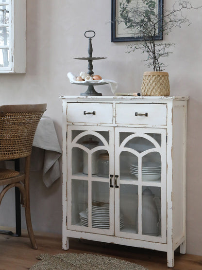 Chic Antique Vitrinskåp med böjda glasdörrar H92/L70/B32 cm