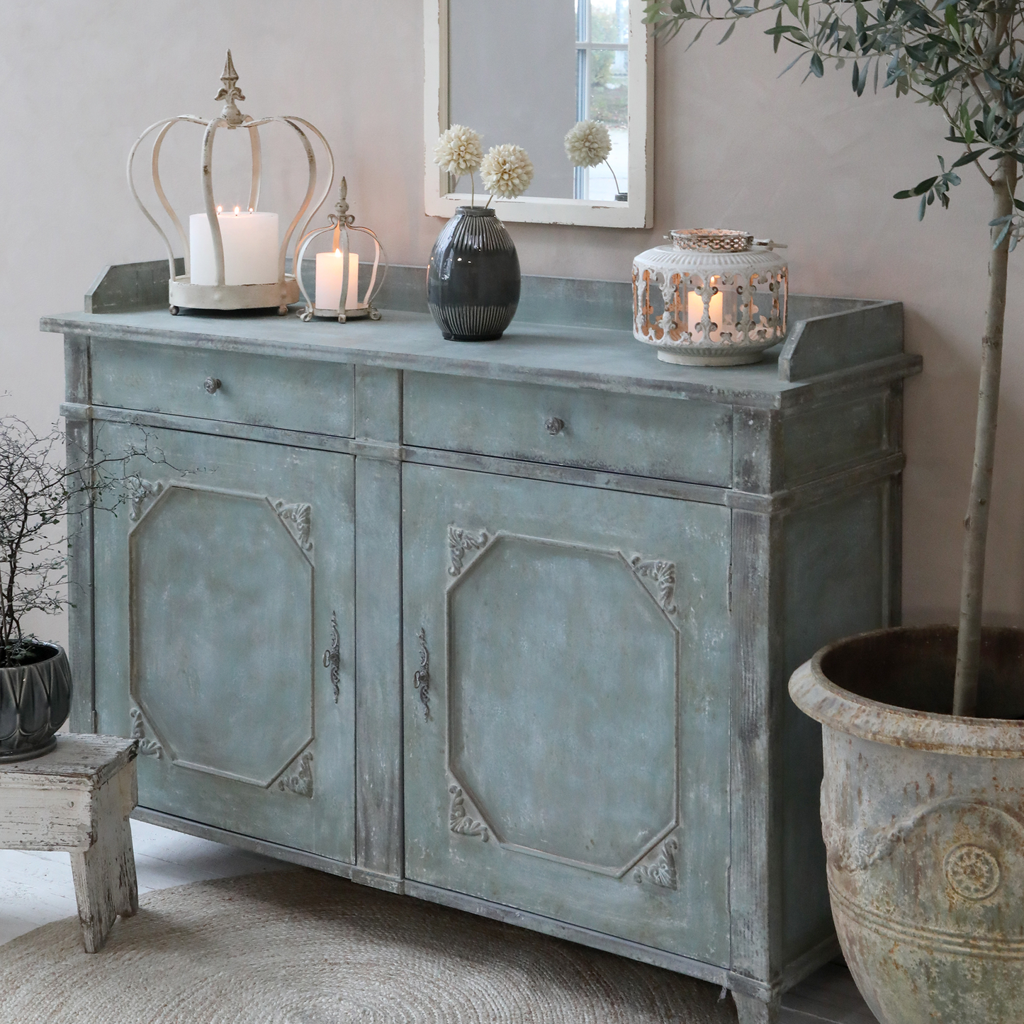 Chic Antique Skänk m. 2 dörrar och 2 lådor antik opal