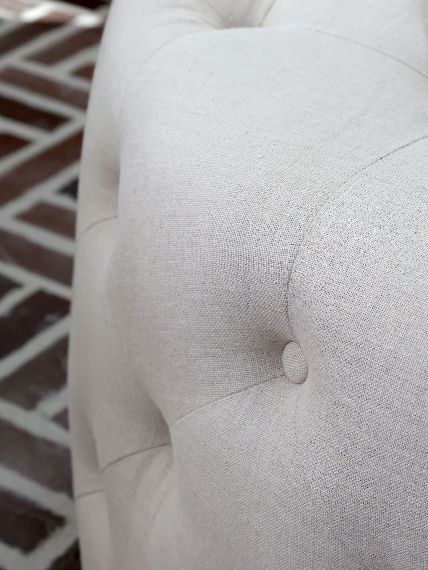 Chic Antique Fåtölj Puff i lin H40/Ø90 cm