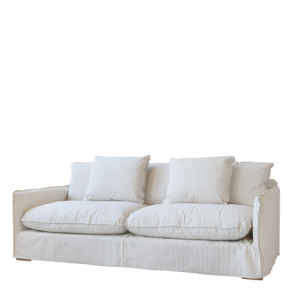 Chic Antique Fåtölj Soffa i lin med 5 kuddar creme og latte