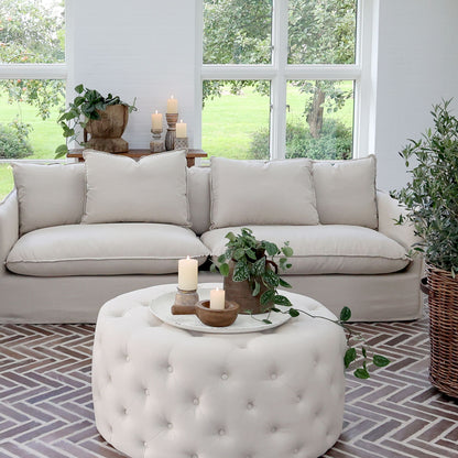 Chic Antique Fåtölj Soffa i lin med 5 kuddar