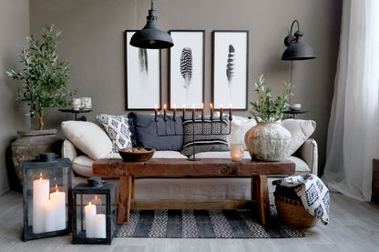 Chic Antique Fåtölj Soffa i lin med 5 kuddar