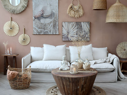 Chic Antique Fåtölj Soffa i lin med 5 kuddar