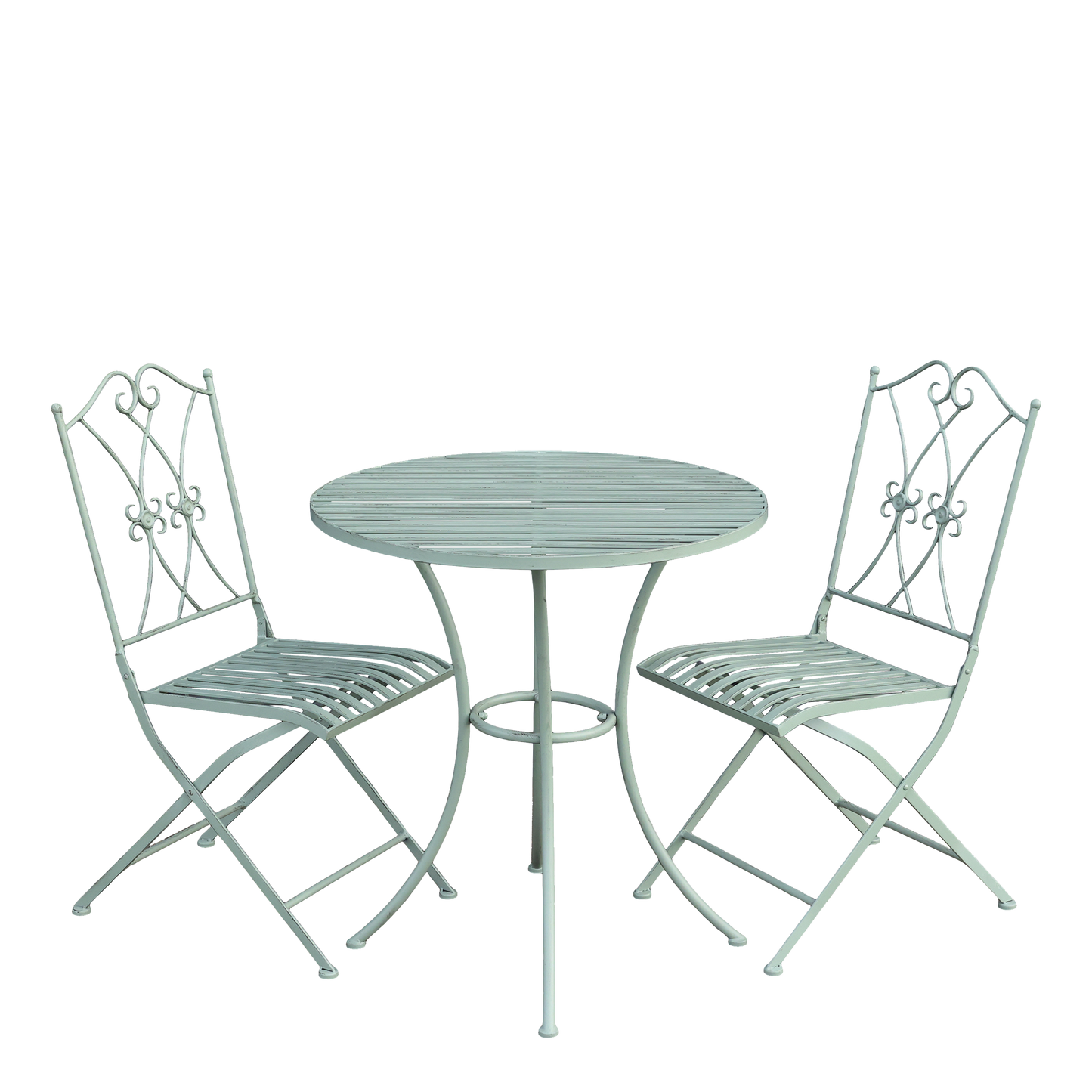 Chic Antique Utemöbler Cafésätt m. 2 stolar och 1 bord antik verte