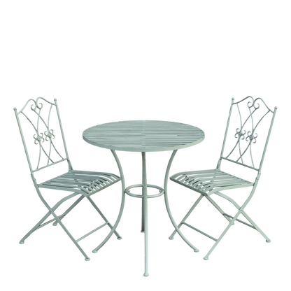 Chic Antique Utemöbler Cafésätt m. 2 stolar och 1 bord antik verte