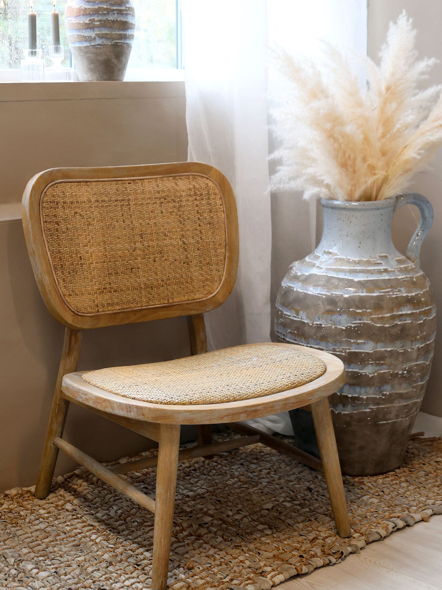 Chic Antique Stol Loungstol m. flätad sits & rygg