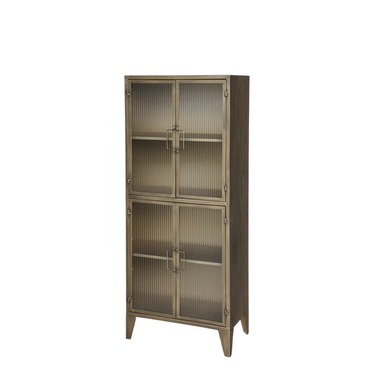 Chic Antique Vitrinskåp m. 4 glasdörrar Antik mässing