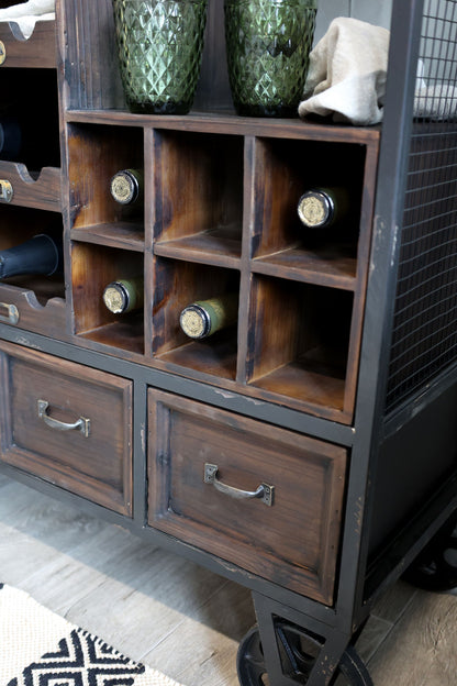 Chic Antique DIV Dryckesvagn för vin och glas H91/L94/B37 cm