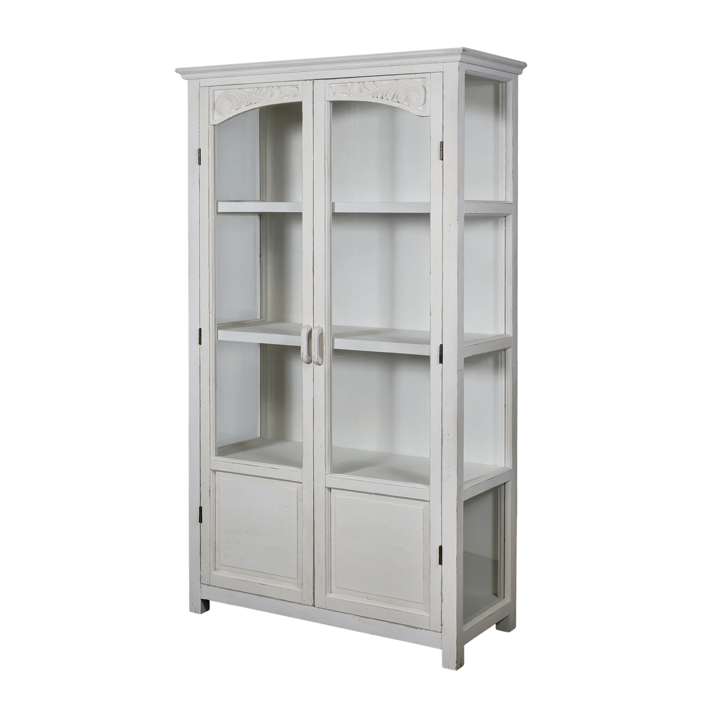 Chic Antique Vitrinskåp med glasdörrar och hyllor H170/L97/B41 cm antik creme
