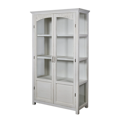 Chic Antique Vitrinskåp med glasdörrar och hyllor H170/L97/B41 cm antik creme