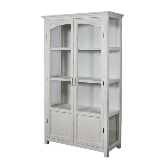 Chic Antique Vitrinskåp med glasdörrar och hyllor H170/L97/B41 cm antik creme