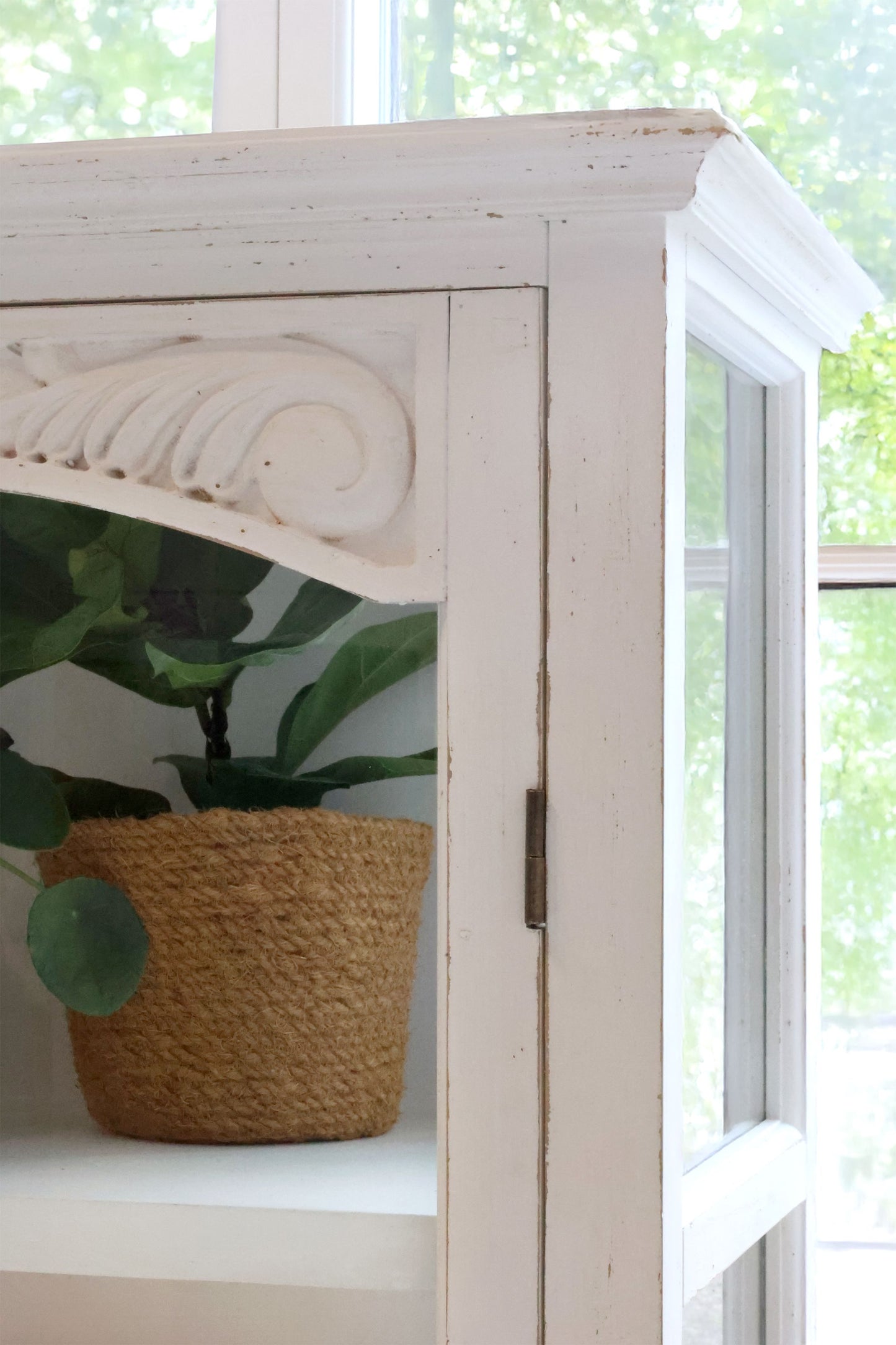 Chic Antique Vitrinskåp med glasdörrar och hyllor H170/L97/B41 cm antik creme