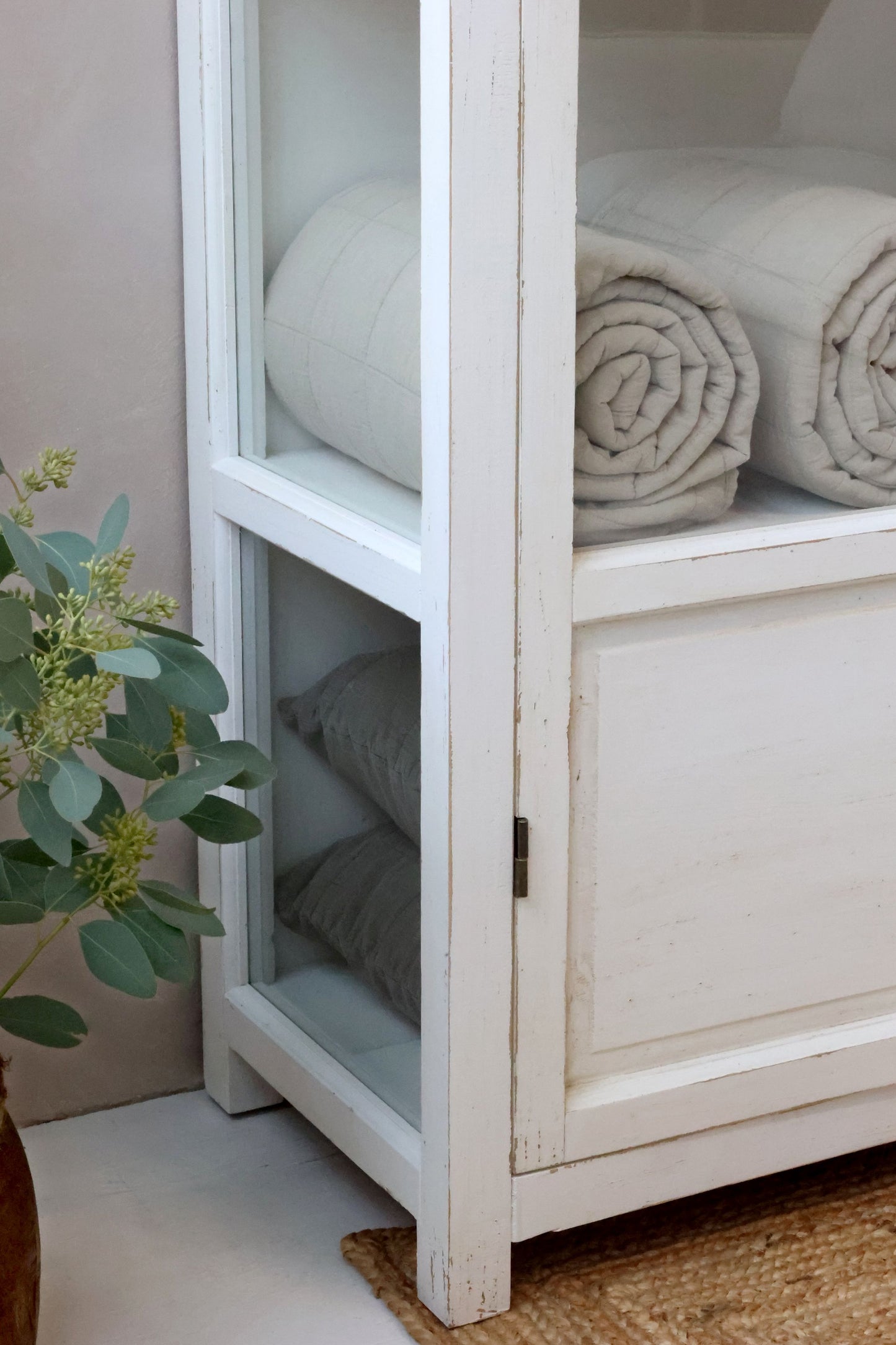 Chic Antique Vitrinskåp med glasdörrar och hyllor H170/L97/B41 cm antik creme