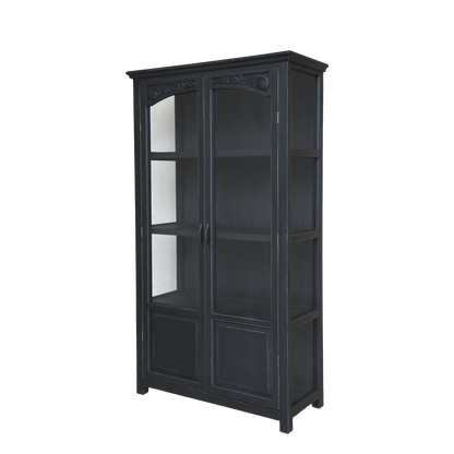 Chic Antique Vitrinskåp med glasdörrar och hyllor H170/L97/B41 cm
