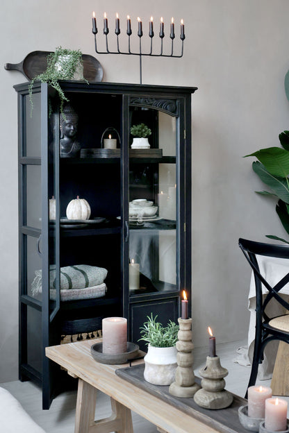 Chic Antique Vitrinskåp med glasdörrar och hyllor H170/L97/B41 cm
