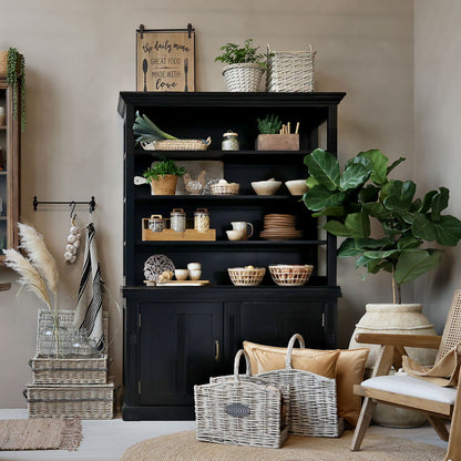 Chic Antique Hylla Marseille med 4 hyllor och 2 dörrar Svart