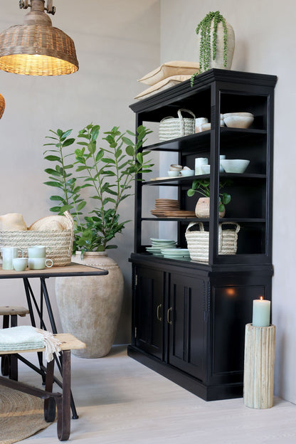 Chic Antique Hylla Marseille med 4 hyllor och 2 dörrar Svart