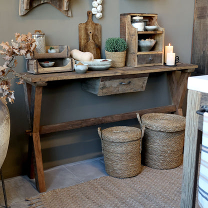 Chic Antique Återvunnet trä bord med låda H85/L152/B36 cm natur