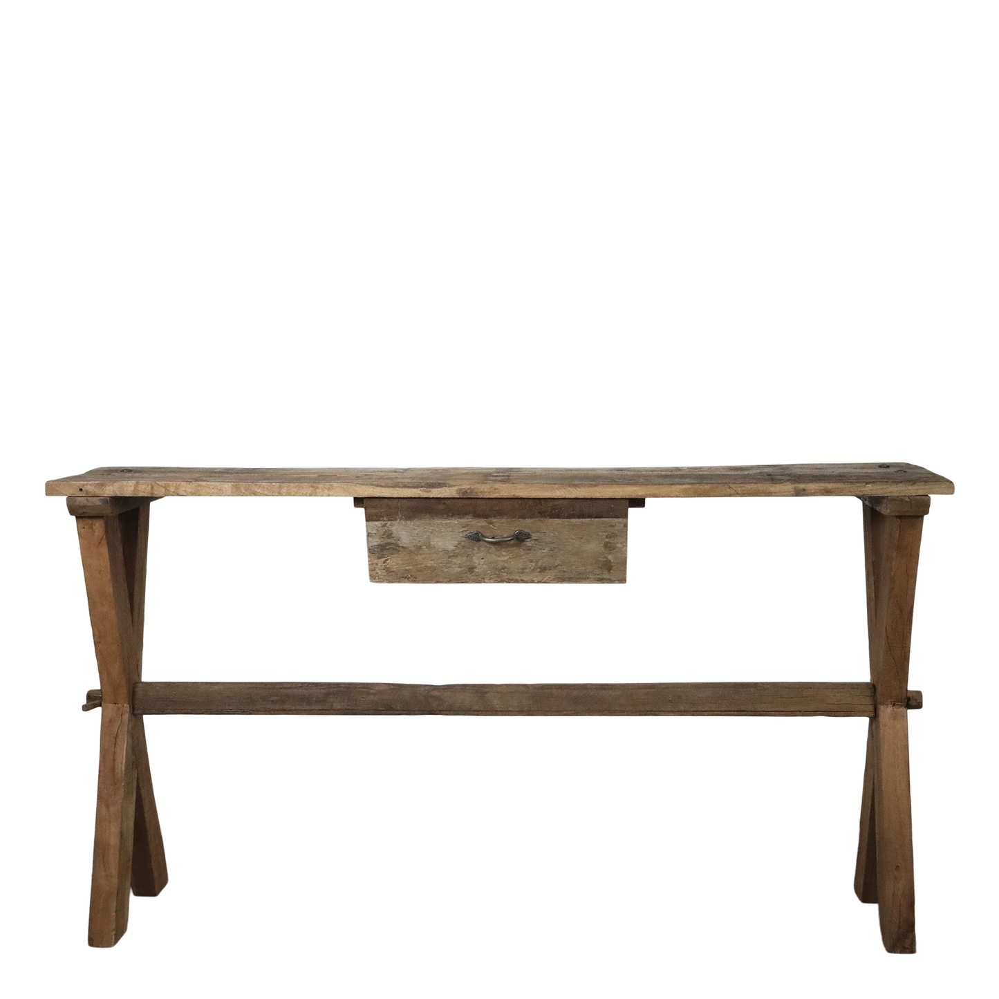 Chic Antique Återvunnet trä bord med låda H85/L152/B36 cm natur