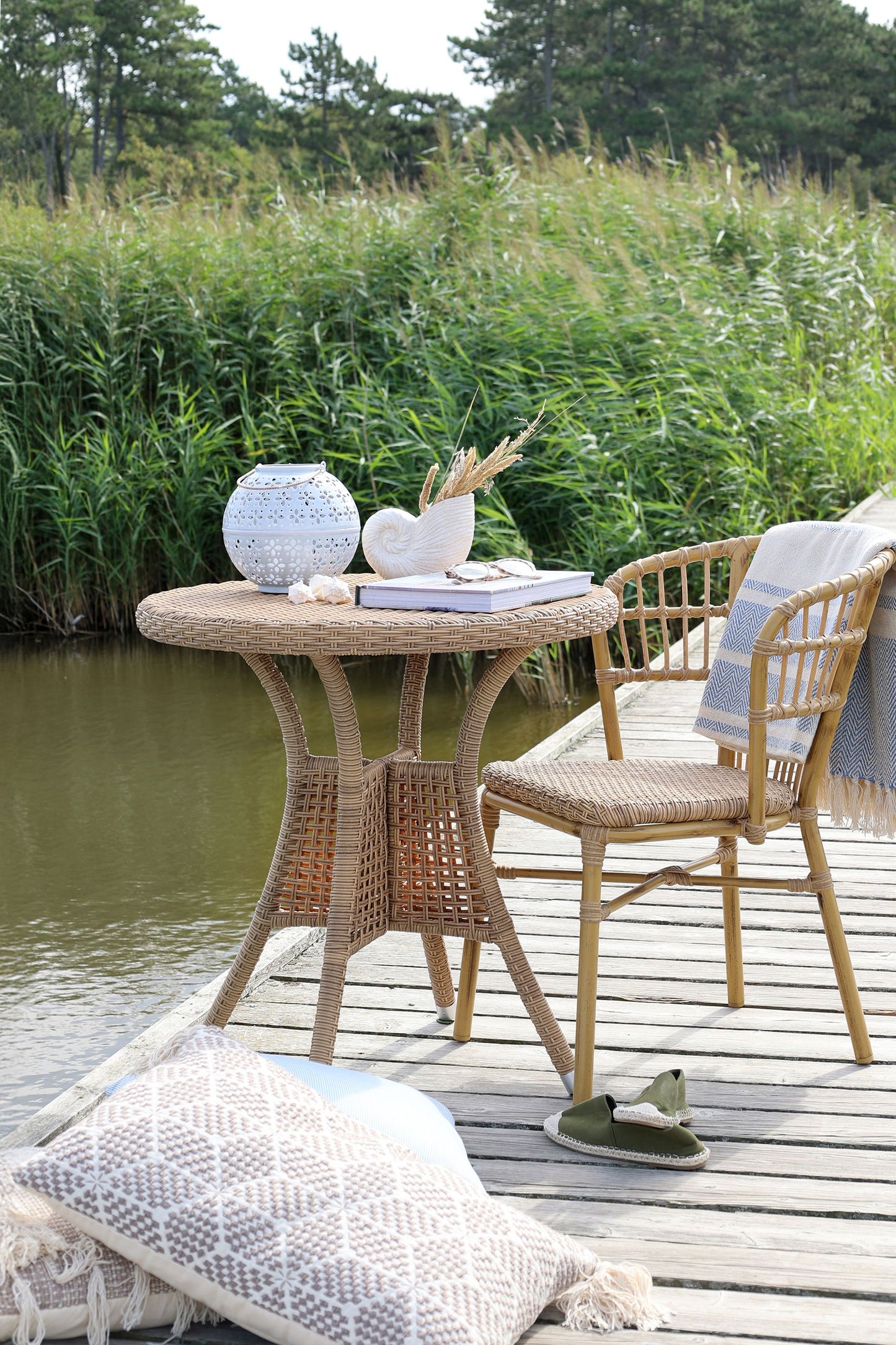 Chic Antique Utemöbler 2-pack flätad stol La Rochelle Bistro natur