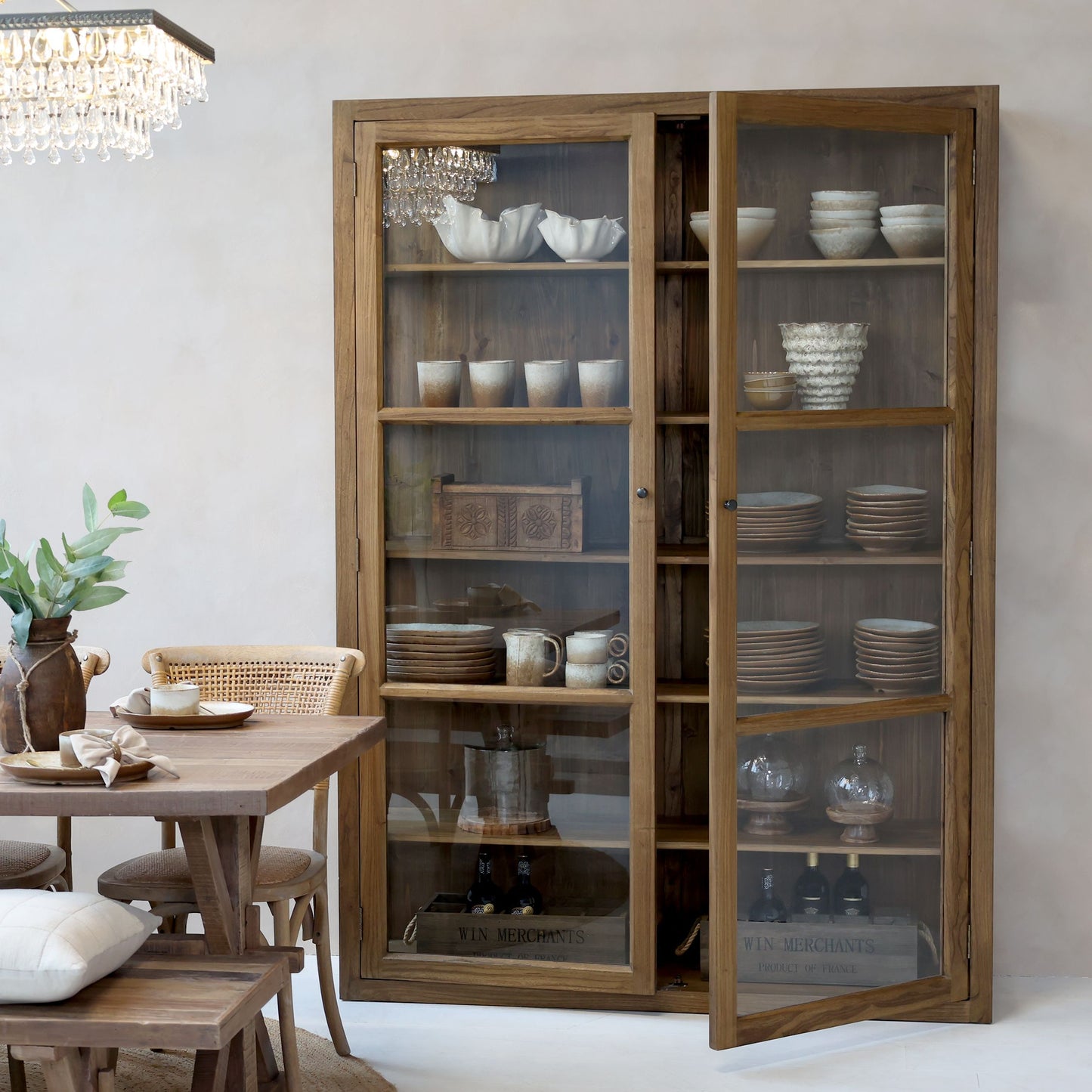 Chic Antique Vitrinskåp Marseille H196/L150/B40 cm naturfärgad