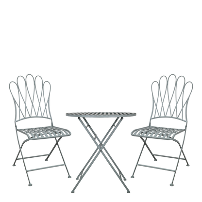 Chic Antique Utemöbler Cafésätt med 2 stolar och 1 bord sky blue