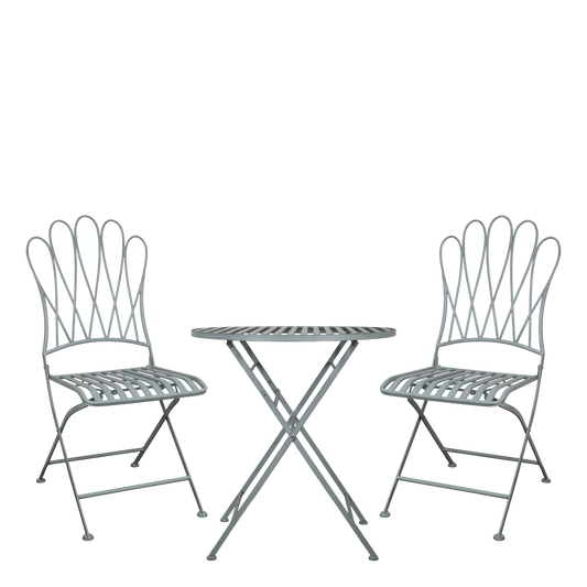 Chic Antique Utemöbler Cafésätt med 2 stolar och 1 bord sky blue