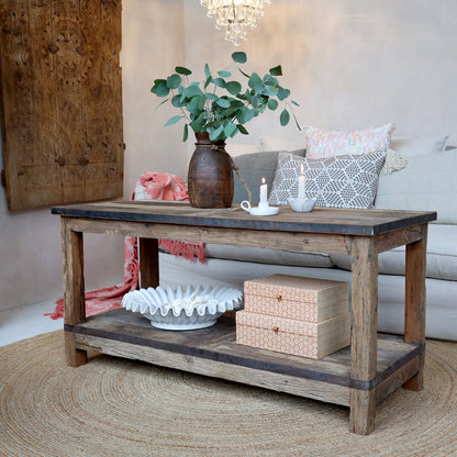 Chic Antique Återvunnet trä Bord m. hylla H56/L123/B49 cm natur