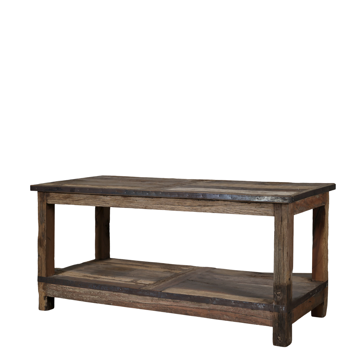 Chic Antique Återvunnet trä Bord m. hylla H56/L123/B49 cm natur