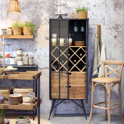 Chic Antique Vitrinskåp med plats för flaskor och glas H170/L65/B36,5