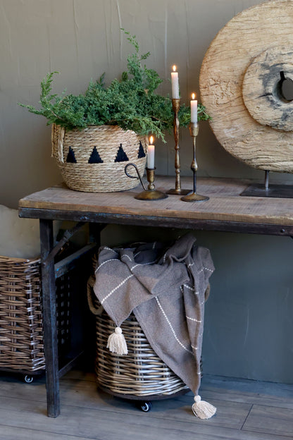 Chic Antique Återvunnet trä Avlastningsbord med järnkant H75/L106/B53 cm