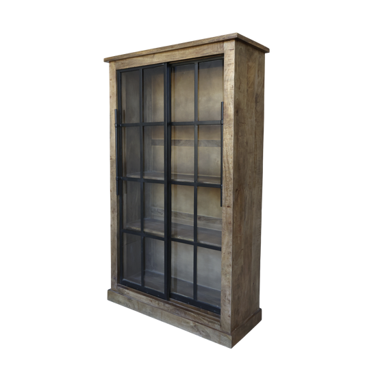 Chic Antique Vitrinskåp Paris med 2 skjutdörrar H190/L110/B45 cm