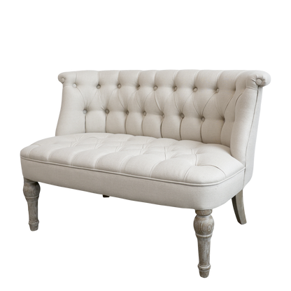 Chic Antique Fåtölj Fransk soffa i linnetyg 2. pers
