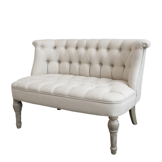 Chic Antique Fåtölj Fransk soffa i linnetyg 2. pers