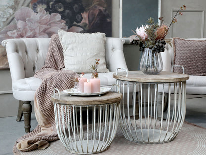 Chic Antique Fåtölj Fransk soffa i linnetyg 2. pers