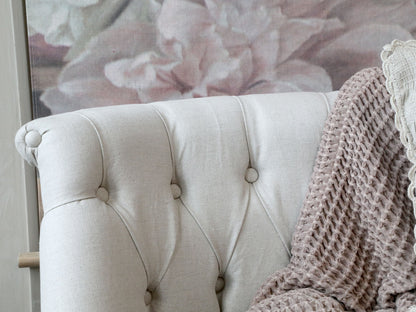 Chic Antique Fåtölj Fransk soffa i linnetyg 2. pers