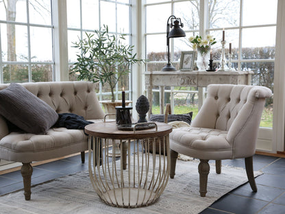 Chic Antique Fåtölj Fransk fåtölj i linnetyg