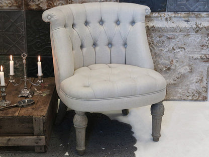 Chic Antique Fåtölj Fransk fåtölj i linnetyg