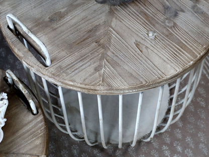 Chic Antique Bord Soffbord med trälock, set om 2 Antikvit