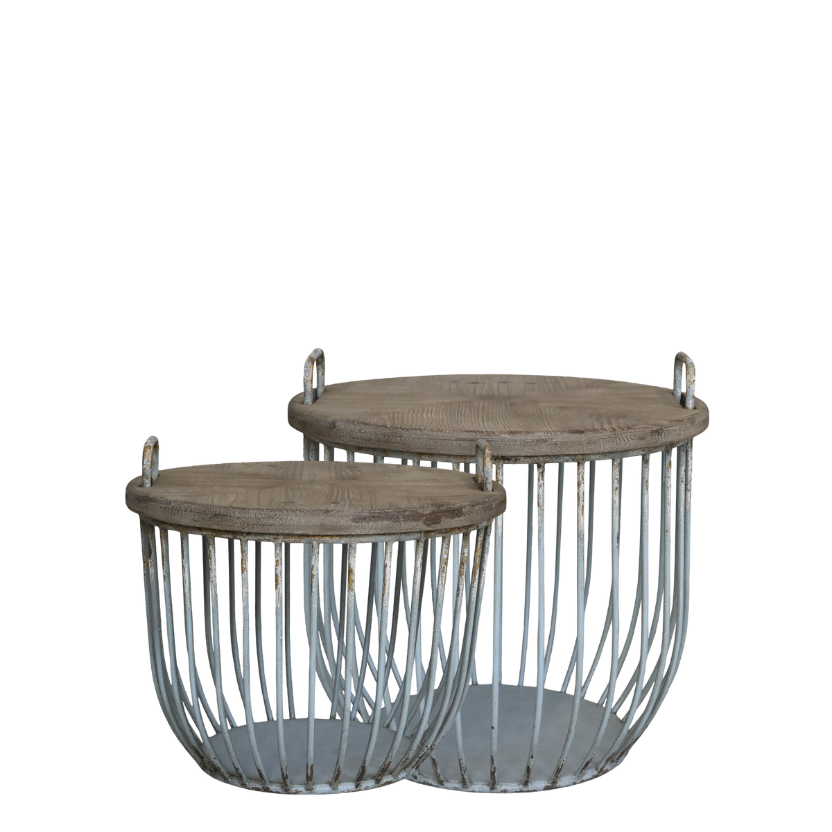 Chic Antique Soffbord med trälock, set om 2 Antikgrön