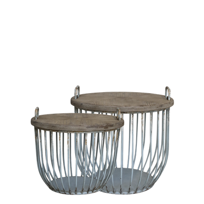 Chic Antique Soffbord med trälock, set om 2 Antikgrön