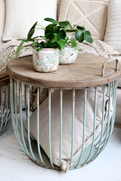 Chic Antique Soffbord med trälock, set om 2 Antikgrön