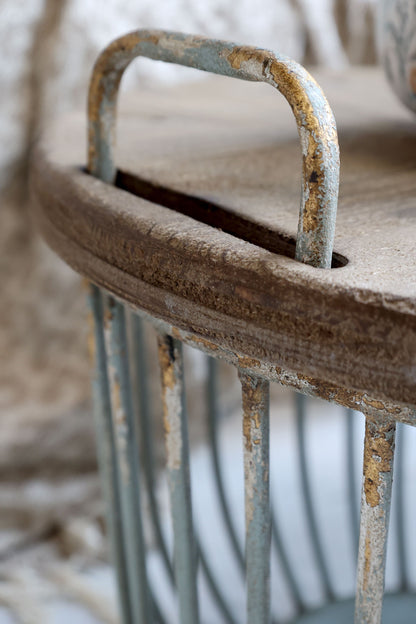 Chic Antique Soffbord med trälock, set om 2 Antikgrön