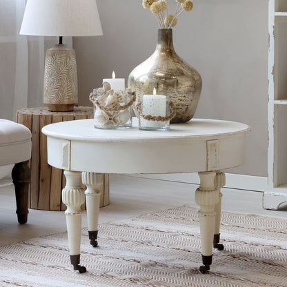 Chic Antique Bord Marie Antoinette Soffbord m. hjul antik creme