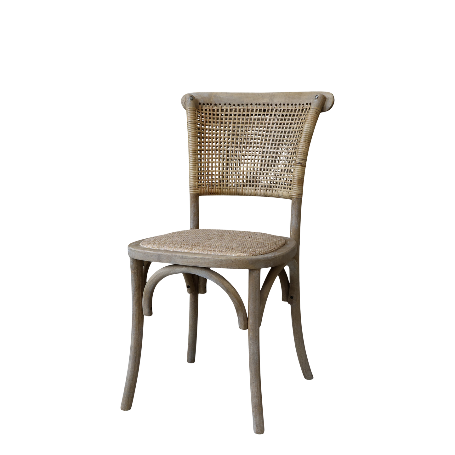 Chic Antique Stol 2-pack Fransk matstol m. flätad sits & rygg