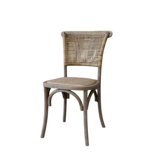 Chic Antique Stol 2-pack Fransk matstol m. flätad sits & rygg